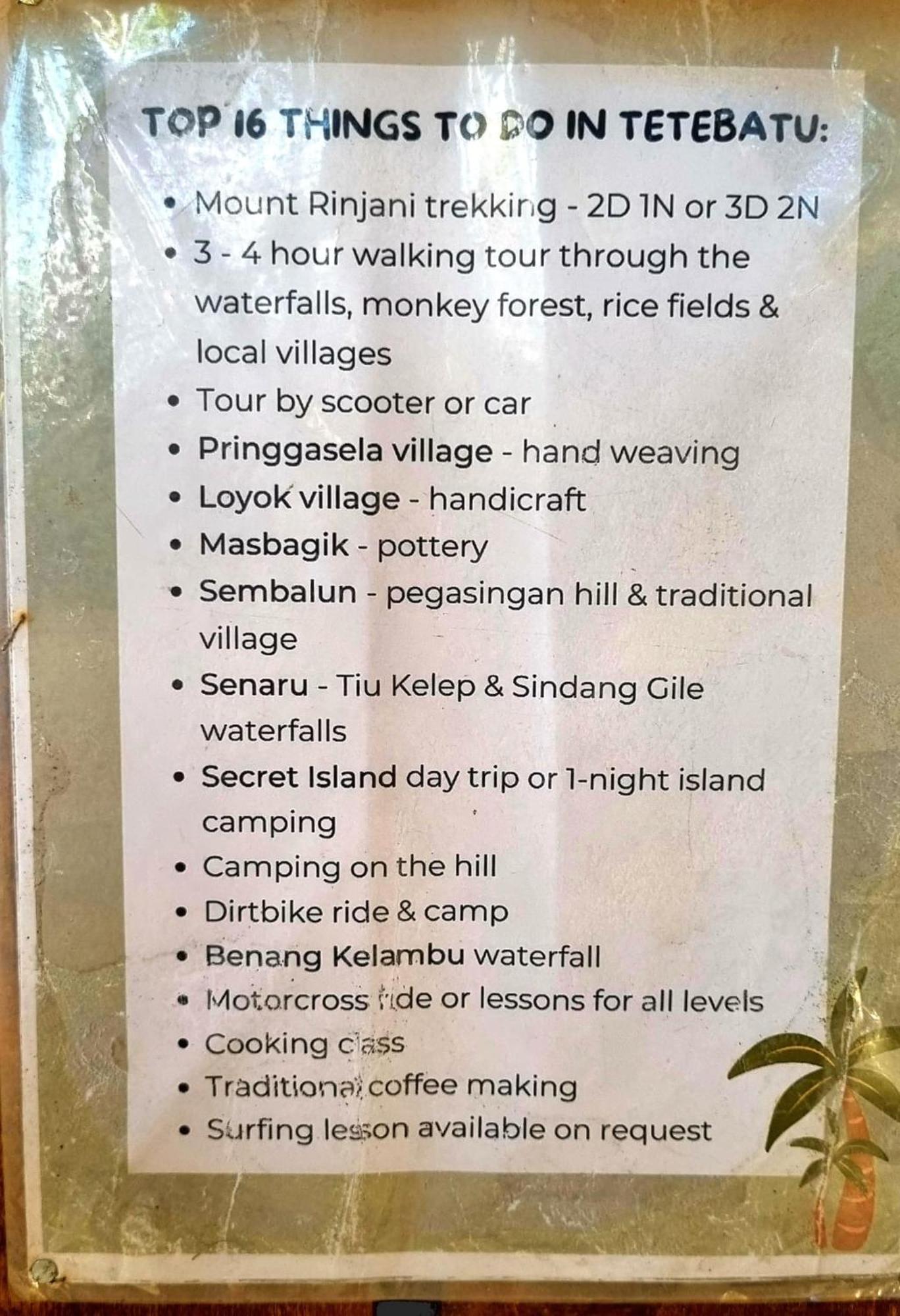 Tetebatu Hostel Eksteriør bilde